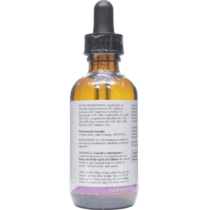 Professional Formulas Constipation Aid 2 oz active ingredients label