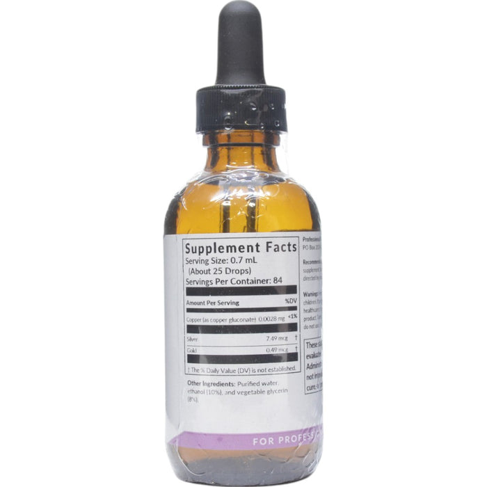 Professional Formulas Copper/Gold/Silver Oligo 2 oz supplement facts label