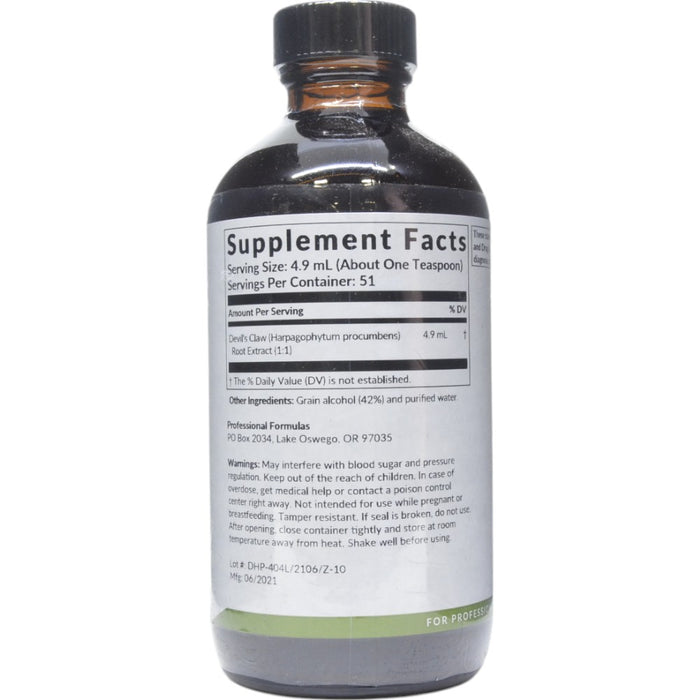 Professional Formulas Devil’s Claw (Harpagophytum procumbens) 8.4 oz supplement facts label