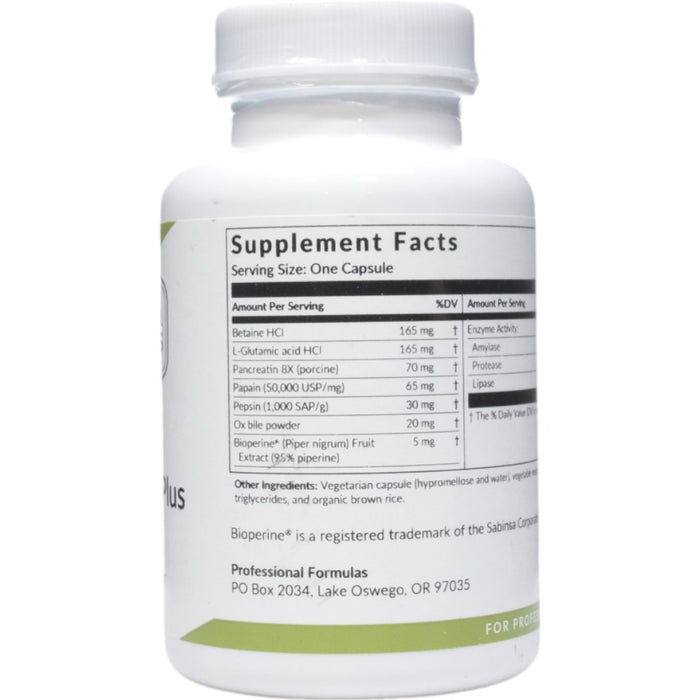 Professional Formulas Di-Gest Plus 90 capsules supplement facts label