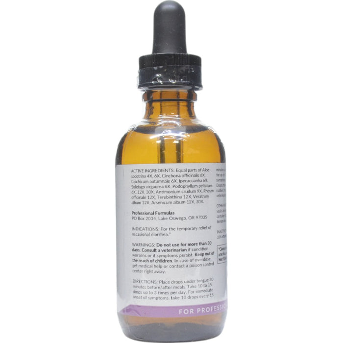 Professional Formulas Diarrhea Aid 2 oz active ingredients label