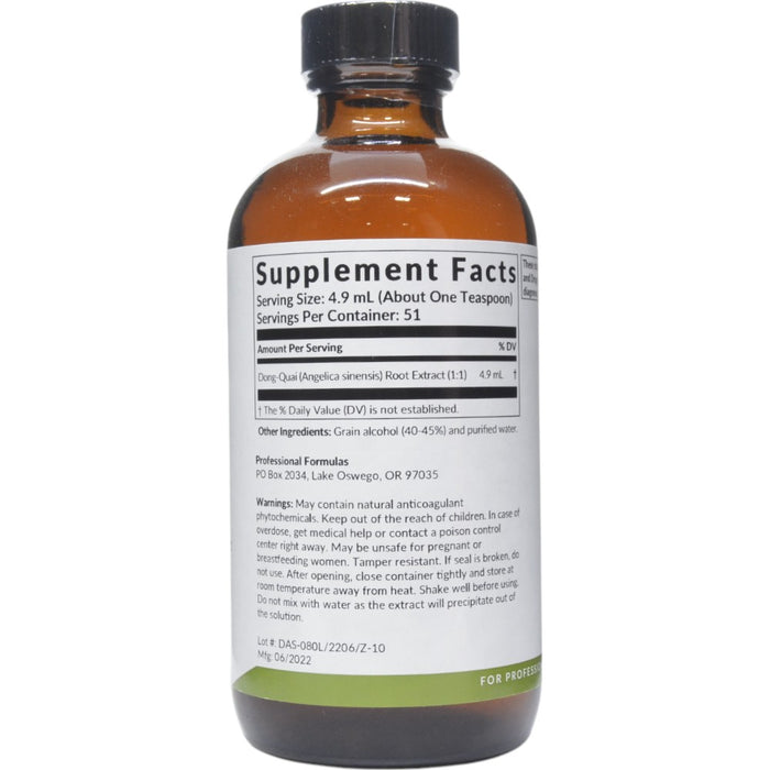 Professional Formulas Dong-Quai (Angelica sinensis) 8.4 oz supplement facts label