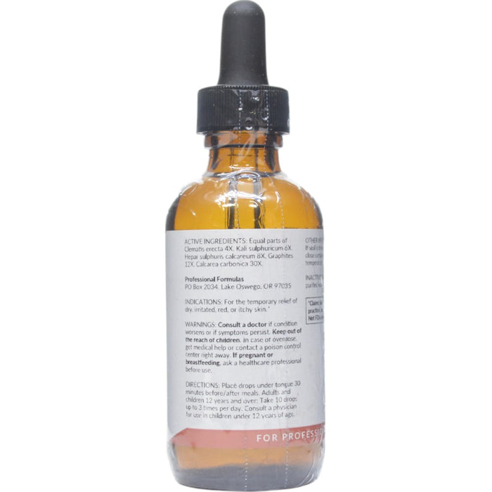 Professional Formulas Dry Eczema Drops 2 oz active ingredients label