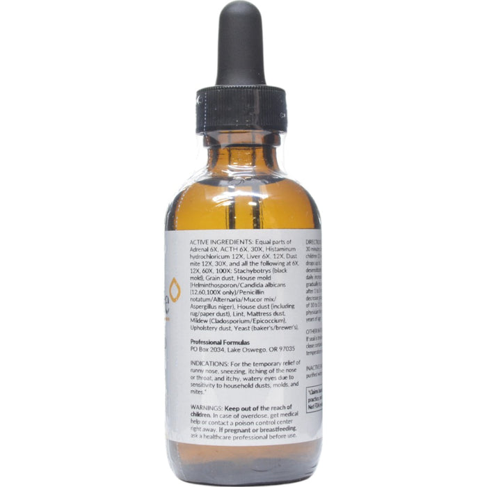Professional Formulas Dust & Mold Allersode 2 oz active ingredients label