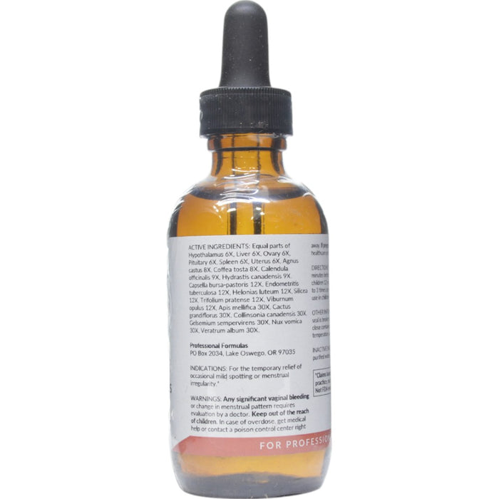 Professional Formulas Dysfunctional Bleeding Drops 2 oz active ingredients label