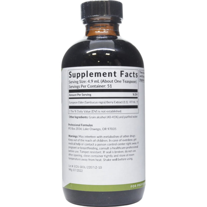 Professional Formulas Elder Berry (Sambucus nigra) 8.4 oz supplement facts label