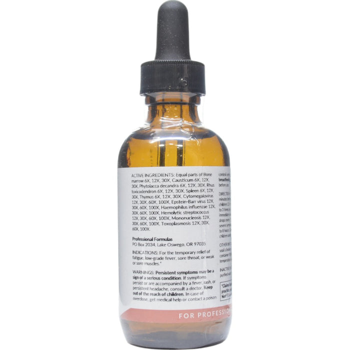 Professional Formulas Epstein Barr Drops 2 oz active ingredients label