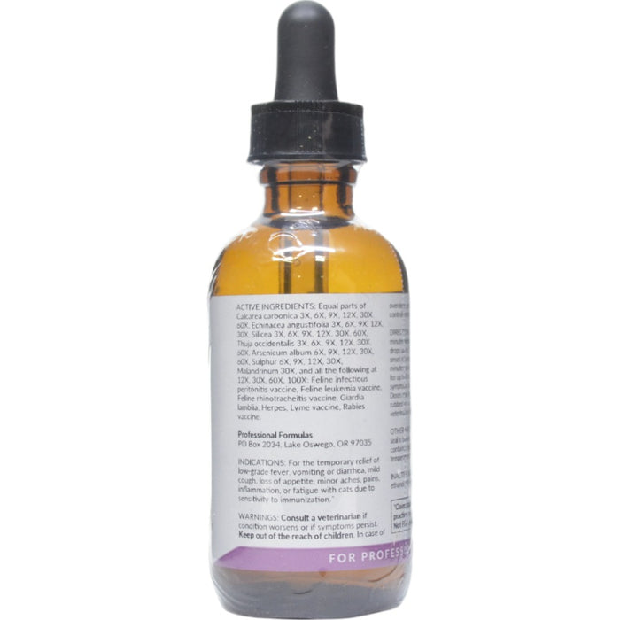 Professional Formulas Feline Immunization Drops 2 oz active ingredients label