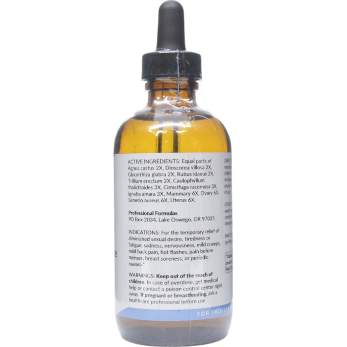 Professional Formulas Female Balance Liquescence 4 oz active ingredients label