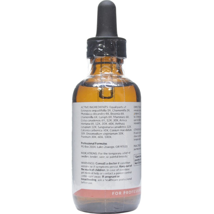Professional Formulas Fibrous Breast Drops 2 oz active ingredients label