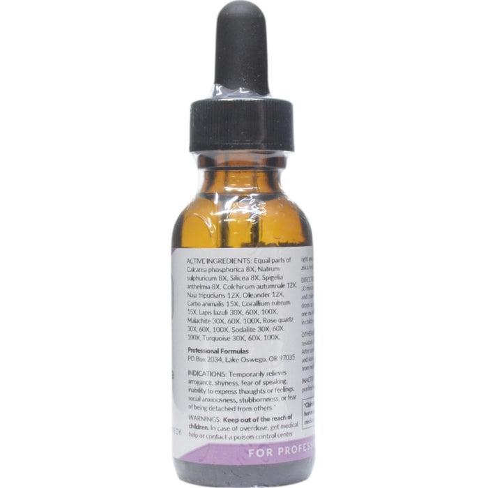 Professional Formulas Fifth Chakra (Throat) 1 oz active ingredients label