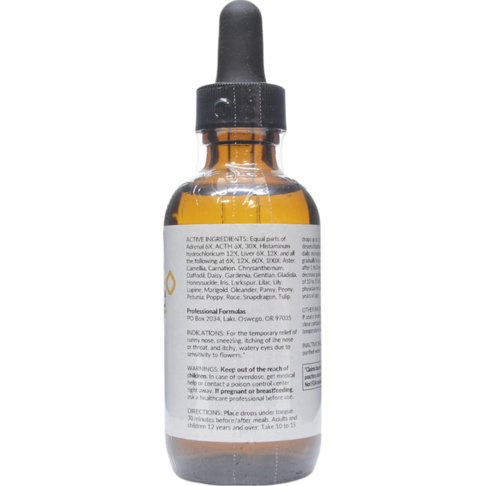 Professional Formulas Flower Mix Allersode 2 oz active ingredients label