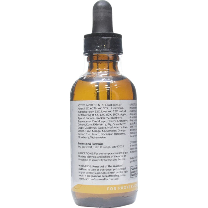 Professional Formulas Fruit & Berry Mix Allersode 2 oz active ingredients label