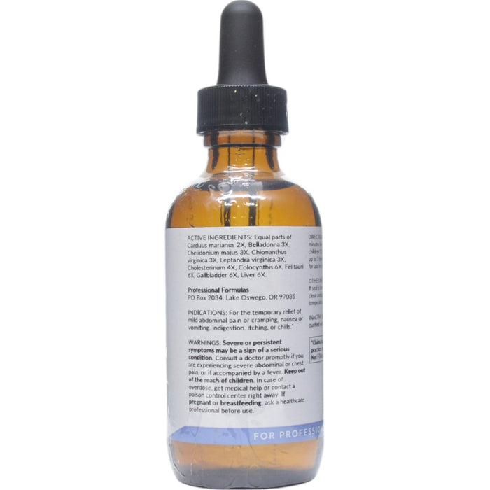 Professional Formulas Gallbladder Drops 2 oz active ingredients label
