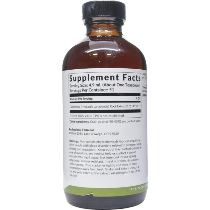 Professional Formulas Goldenseal (Hydrastis canadensis) 8.4 oz supplement facts label