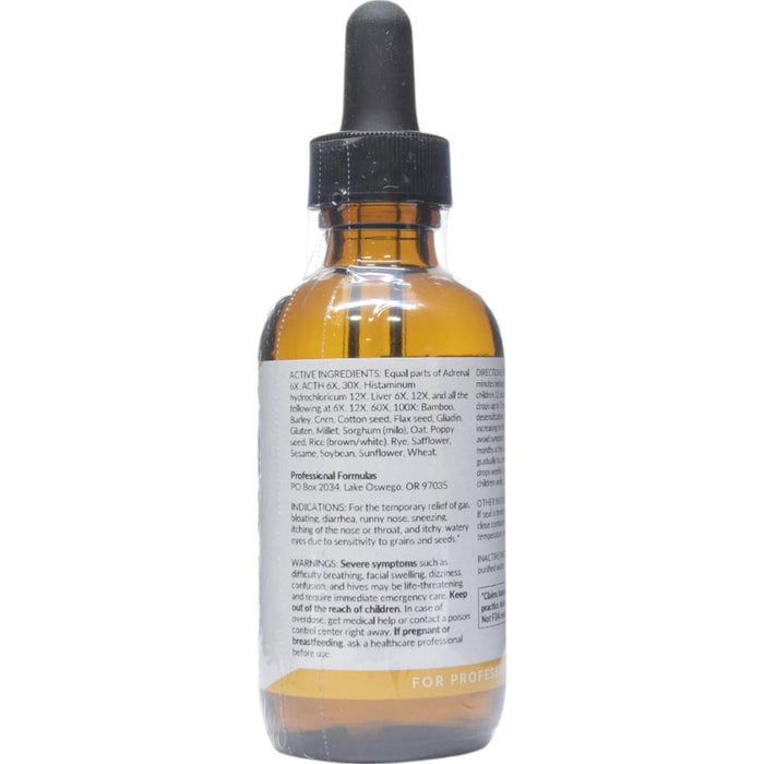 Professional Formulas Grain & Seed Mix Allersode 2 oz active ingredients label