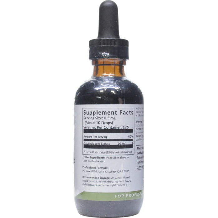 Professional Formulas Grapefruit Seed Extract 2 oz supplement facts label