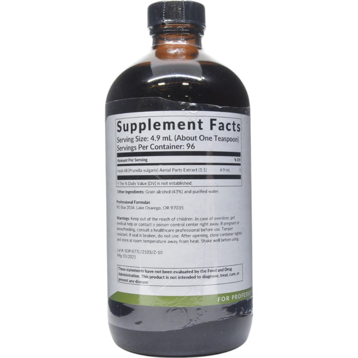 Professional Formulas Heal-All (Prunella Vulgaris) 16 oz supplement facts label