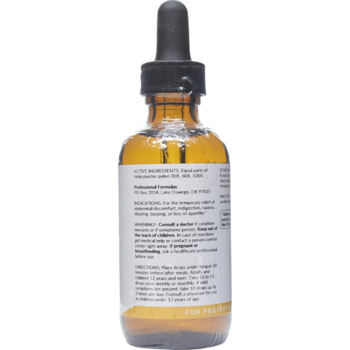 Professional Formulas Helicobacter Pylori Nosode 2 oz active ingredients label