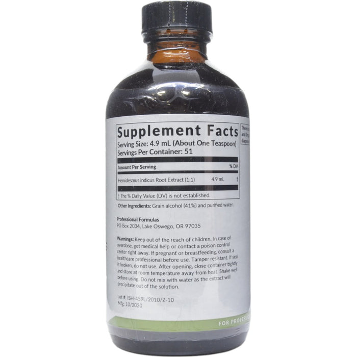 Professional Formulas Hemidesmus (Hemidesmus indicus) 8.4 oz supplement facts label
