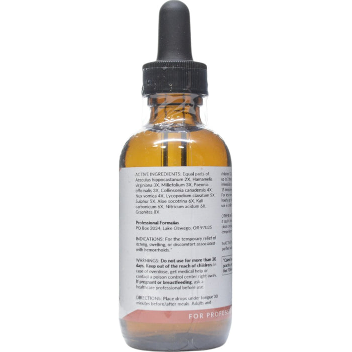 Professional Formulas Hemorrhoid Drops 2 oz active ingredients label