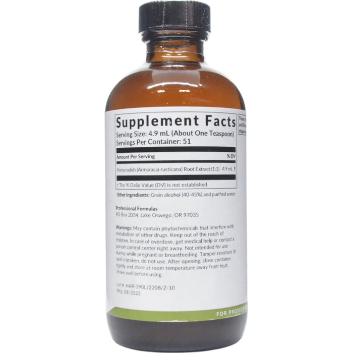 Professional Formulas Horseradish (Armoracia rusticana) 8.4 oz supplement facts label