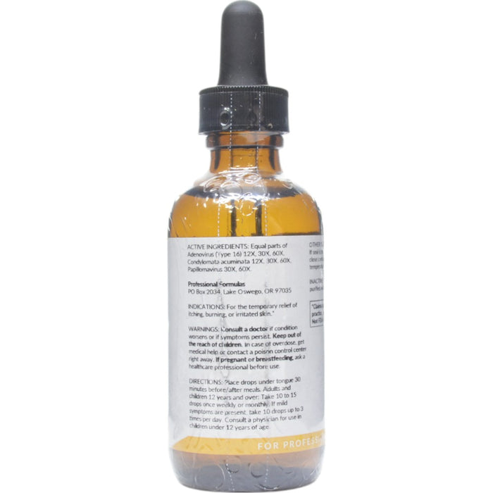 Professional Formulas Human Papillomavirus Combination 2 oz active ingredients label