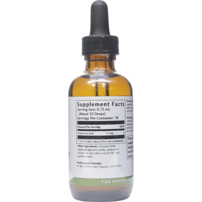 Professional Formulas Hyaluronic Acid 2 oz supplement facts label