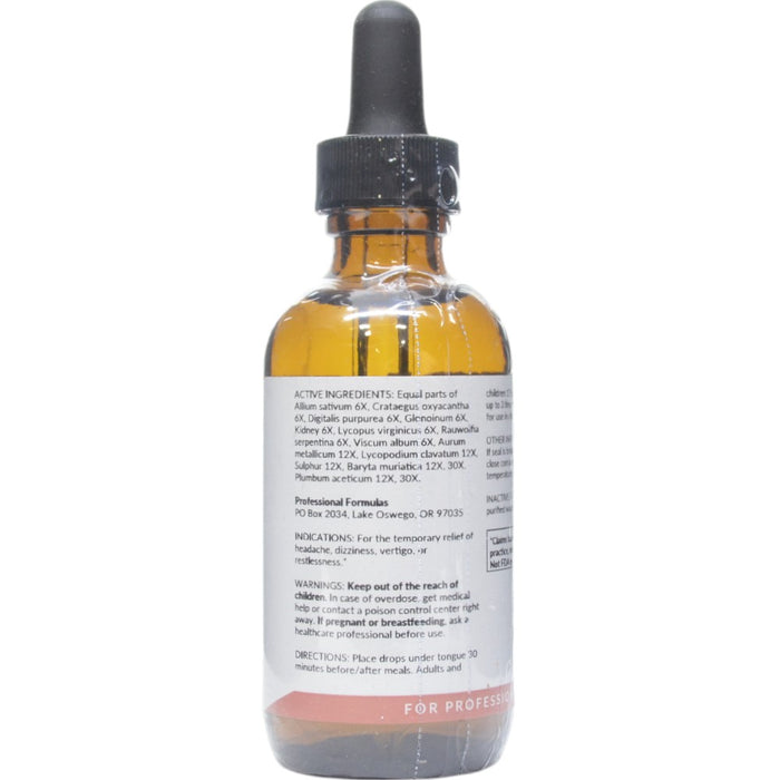 Professional Formulas Hypertension Drops 2 oz active ingredients label