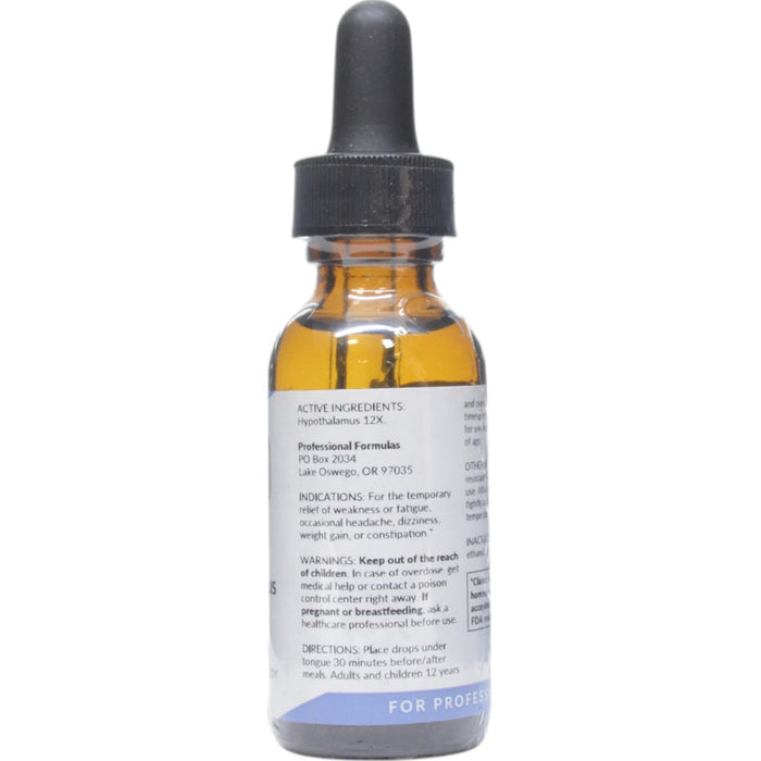 Professional Formulas Hypothalamus Drops 1 oz active ingredients label