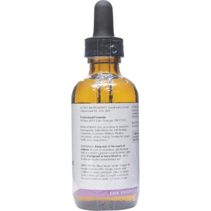 Professional Formulas Kali Sulphuricum 2 oz active ingredients label