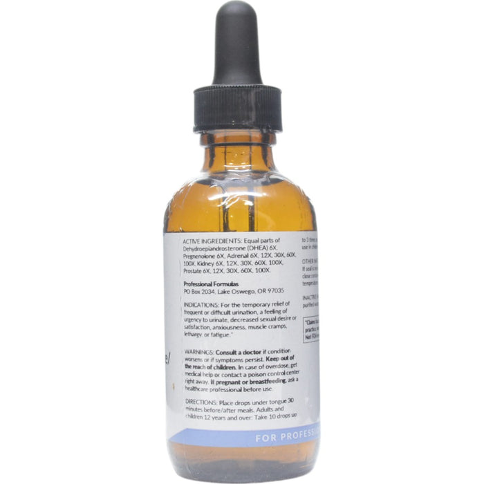 Professional Formulas Kidney/Prostate/Adrenal Drops 2 oz active ingredients label