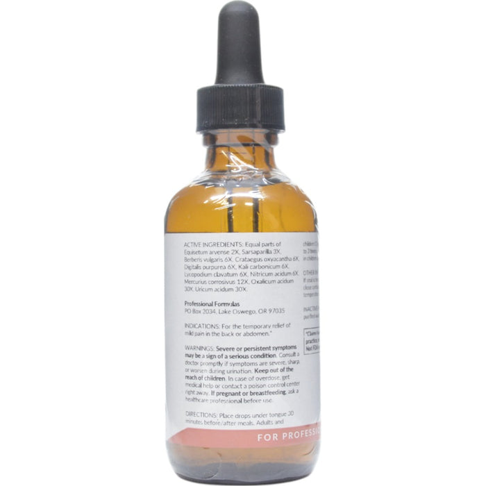 Professional Formulas Kidney Stone Drops 2 oz active ingredients label