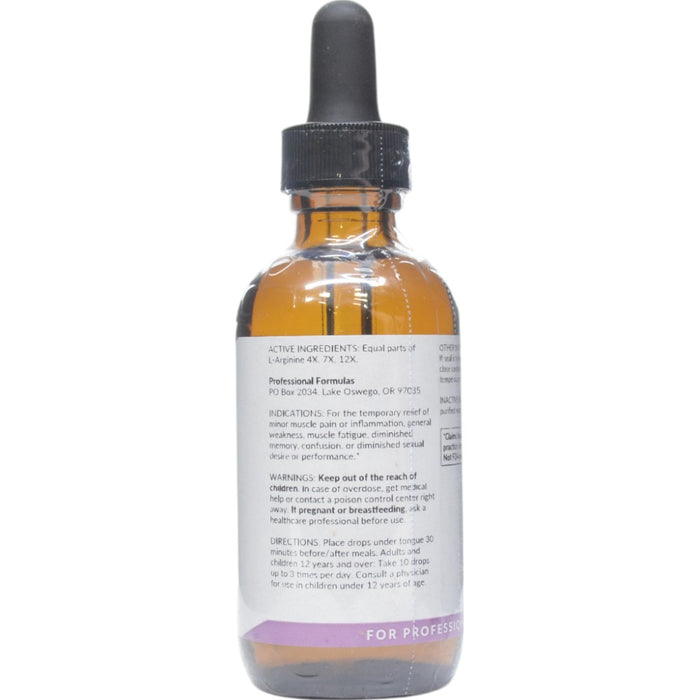 Professional Formulas L-Arginine 2 oz active ingredients label