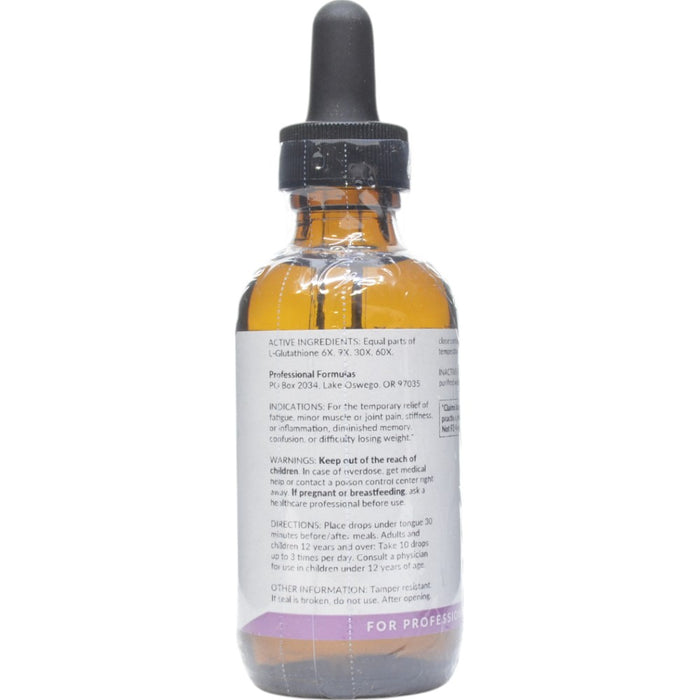 Professional Formulas L-Glutathione 2 oz active ingredients label