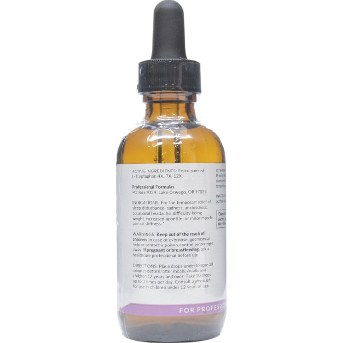 Professional Formulas L-Tryptophan 2 oz active ingredients label