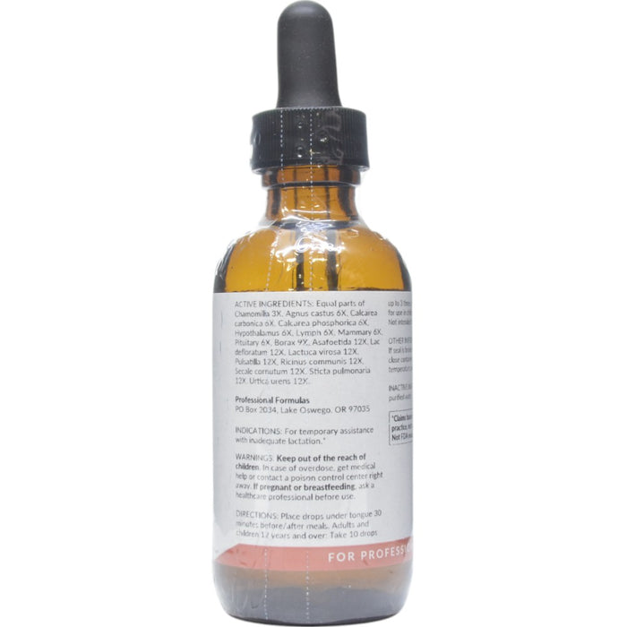 Professional Formulas Lactation Flow Drops 2 oz active ingredients label