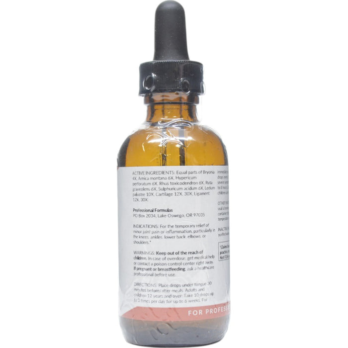 Professional Formulas Large Joint Pain Drops 2 oz active ingredients label
