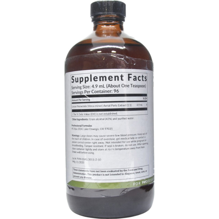 Professional Formulas Lesser Periwinkle (Vinca minor) 16 oz supplement facts label