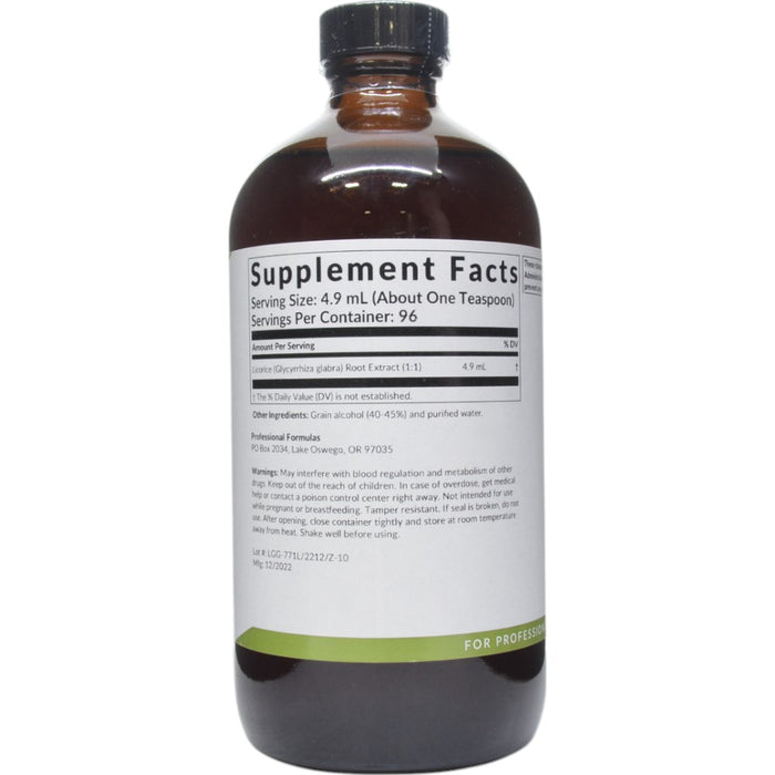 Professional Formulas Licorice (Glycyrrhiza glabra) 16 oz supplement facts label