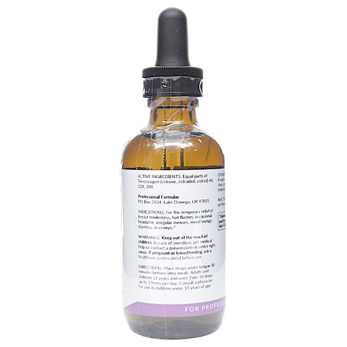 Professional Formulas Tri-Estrogen 2 oz active ingredients label