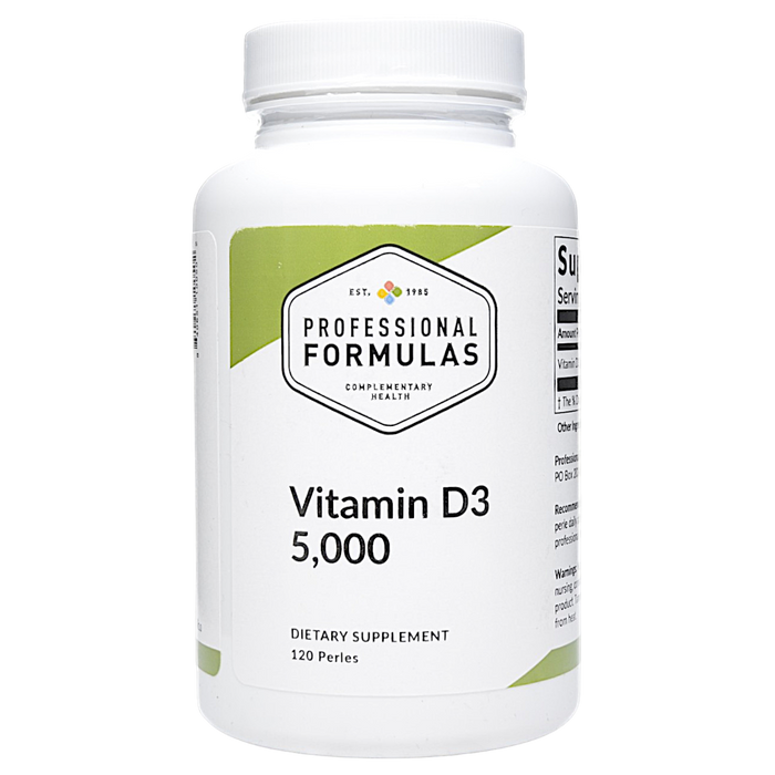 Professional Formulas Vitamin D3 5,000 IU, 120 perles, front of bottle