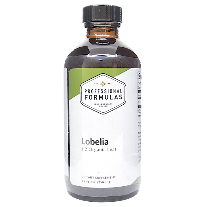 Bottle of Professional Formula's Lobelia (Lobelia inflata) supplement on a white background