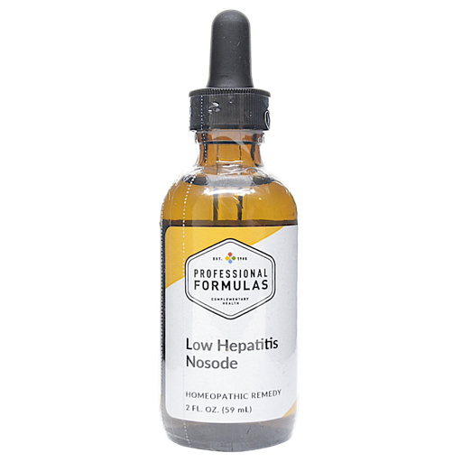 Bottle of Professional Formula's Low Hepatitis Nosode supplement on a white background