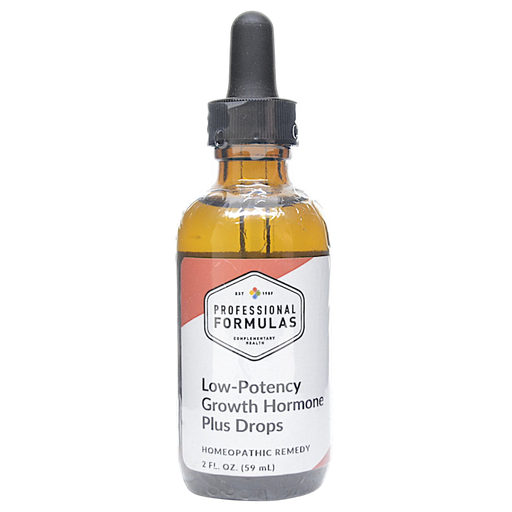 Bottle of Professional Formulas' Low-Potency Growth Hormone Plus Drops supplement on a white background