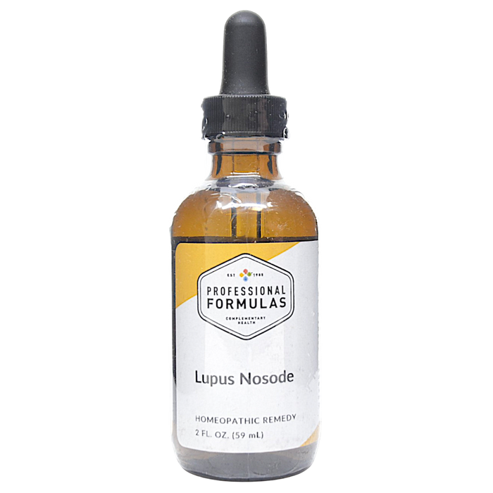 Bottle of Professional Formula's Lupus Nosode supplement on a white background