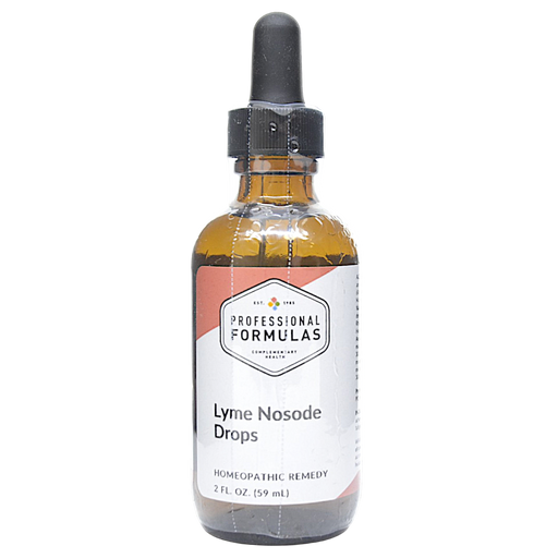 Bottle of Professional Formulas' Lyme Nosode Drops supplement on a white background