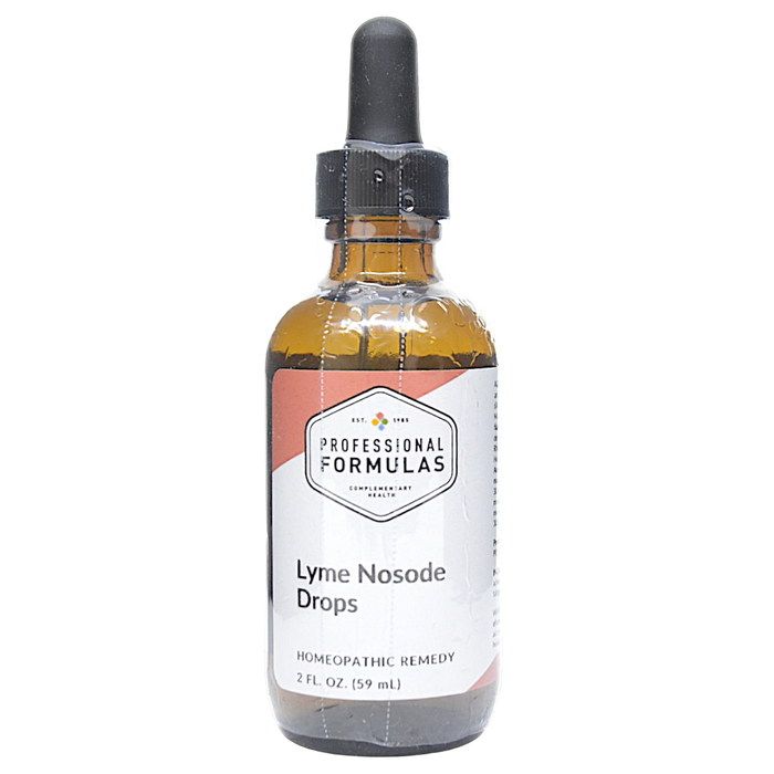Bottle of Professional Formulas' Lyme Nosode Drops supplement on a white background