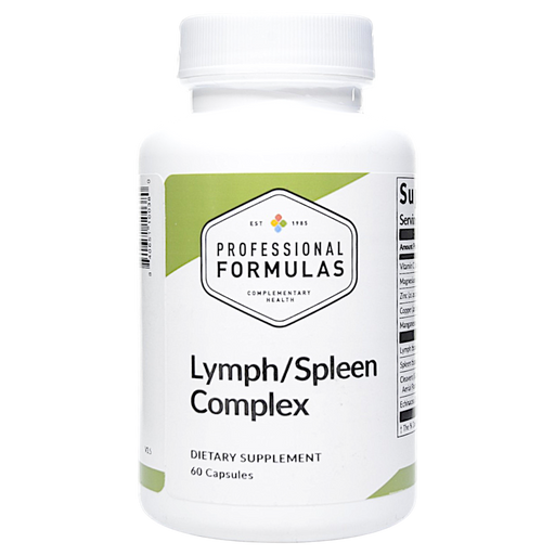 Bottle of Professional Formulas' Lymph/Spleen Complex supplement on a white background