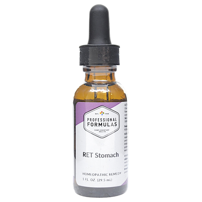 Bottle of Professional Formulas' RET Stomach supplement on a white background